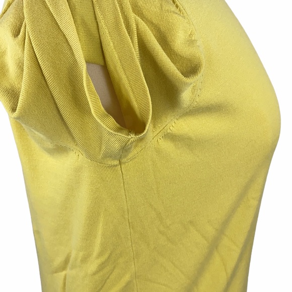 August Silk Woman Casual Chartreuse Yellow Silk Blend Knit Tee - Picture 4 of 11